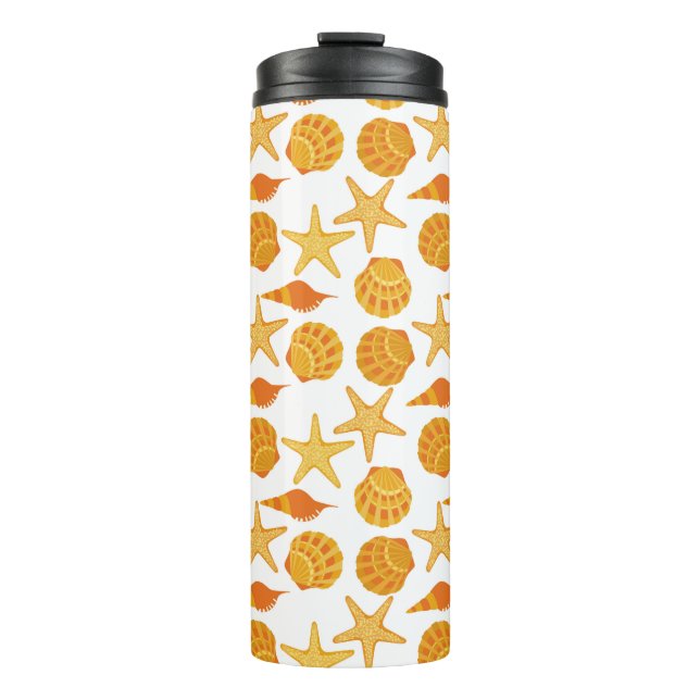Orange Beach Shell Pattern Thermal Tumbler (Front)