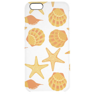 Orange Beach Shell Pattern Clear iPhone 6 Plus Case