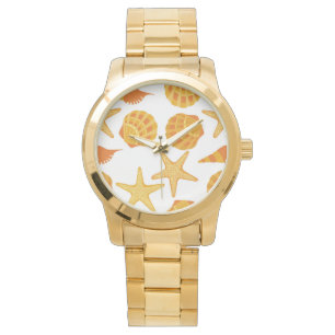 Orange Beach Shell Pattern Watch