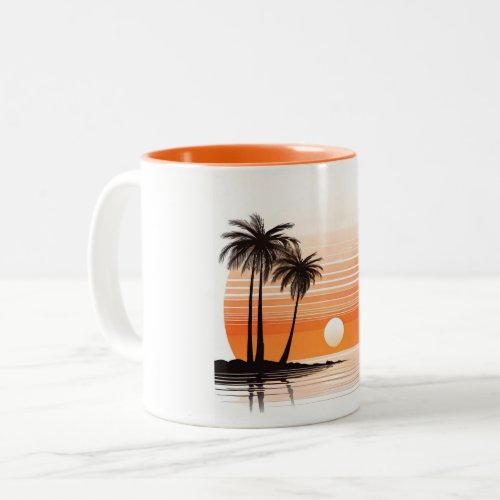 Orange Beach Sketch Mug _ Vibrant Coastal Charm