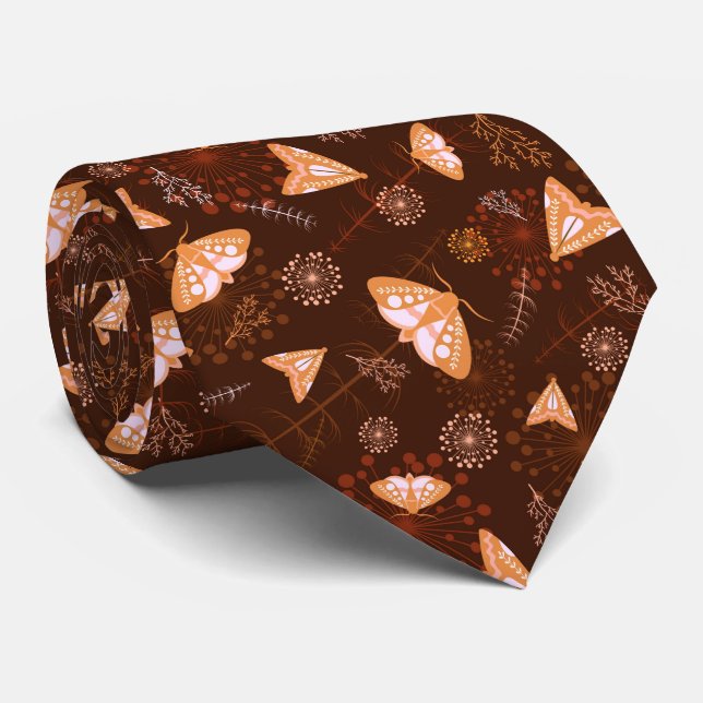 orange beautiful butterfly pattern neck tie (Rolled)