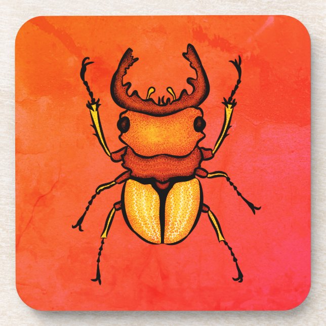 Orange Beetle Cool Entomology Insect Lover Beverage Coaster (Front)
