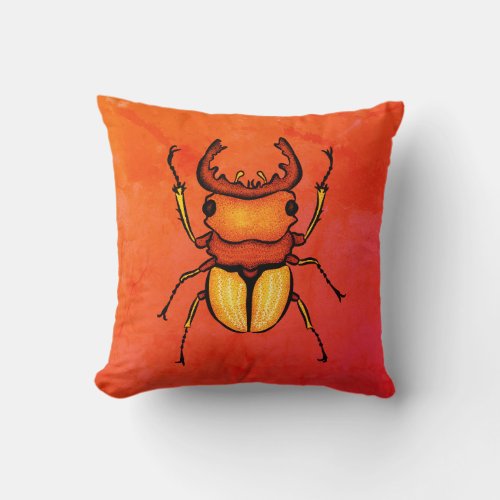 Orange Beetle Fun _ Insect Lover Delight Throw Pillow