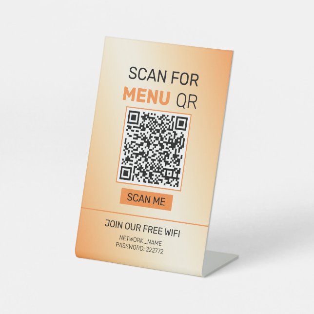 Orange & Beige Background  Pedestal Sign (Front)