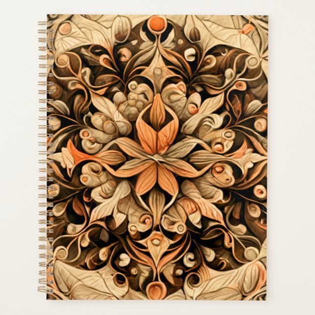 Orange Beige Brown Decoration aesthetic Background Planner (Front)