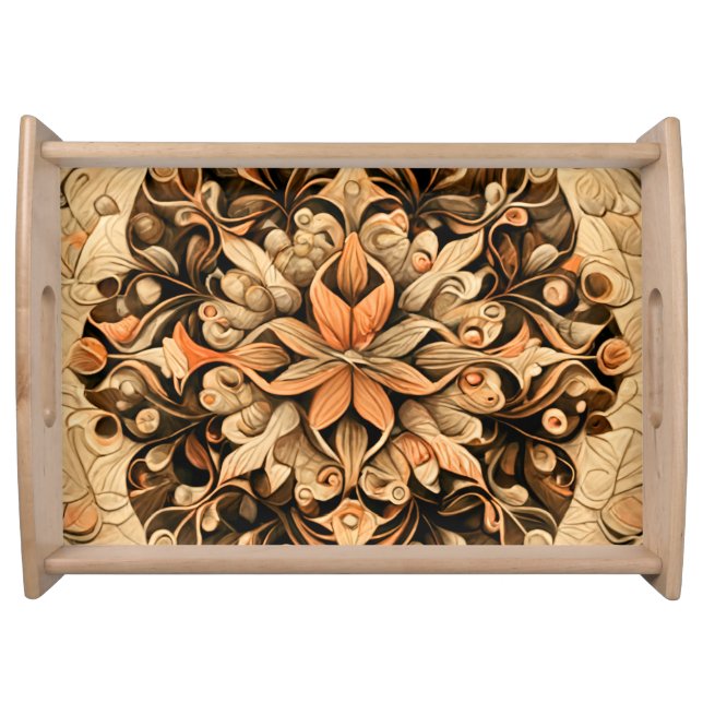 Orange Beige Brown Decoration aesthetic Background Serving Tray (Front)