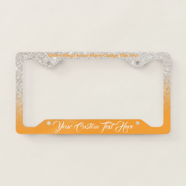 Orange Beige Lady printed sparkle effect License Plate Frame