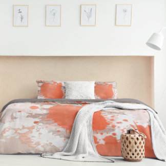 Orange Beige Pink Watercolor Abstract Pattern Duvet Cover