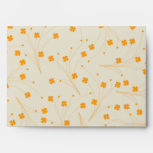 Orange Beige Retro Y2K 70s Flower Pattern Envelope