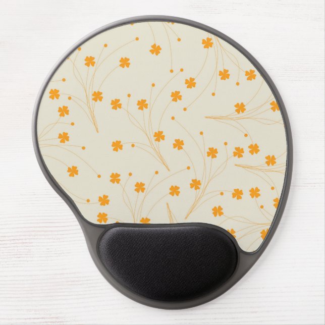 Orange Beige Retro Y2K 70s Flower Pattern Gel Mouse Pad (Front)