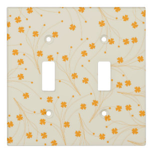 Orange Beige Retro Y2K 70s Flower Pattern Light Switch Cover