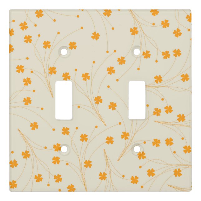Orange Beige Retro Y2K 70s Flower Pattern Light Switch Cover (Front)