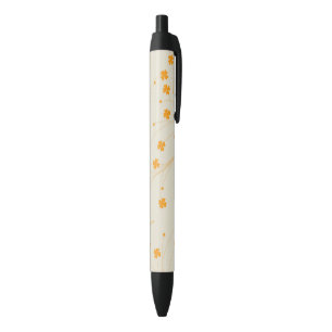 Orange Beige Retro Y2K 70s Flower Pattern Pen