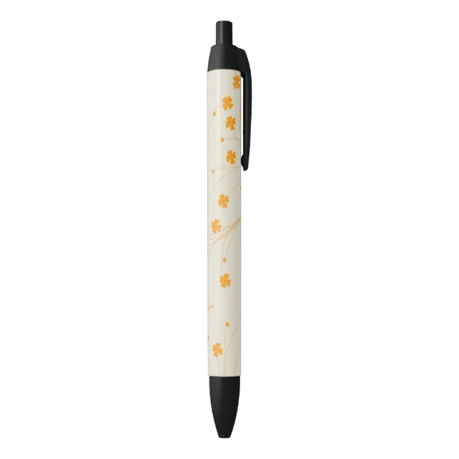 Orange Beige Retro Y2K 70s Flower Pattern Pen (Bottom (Vertical))