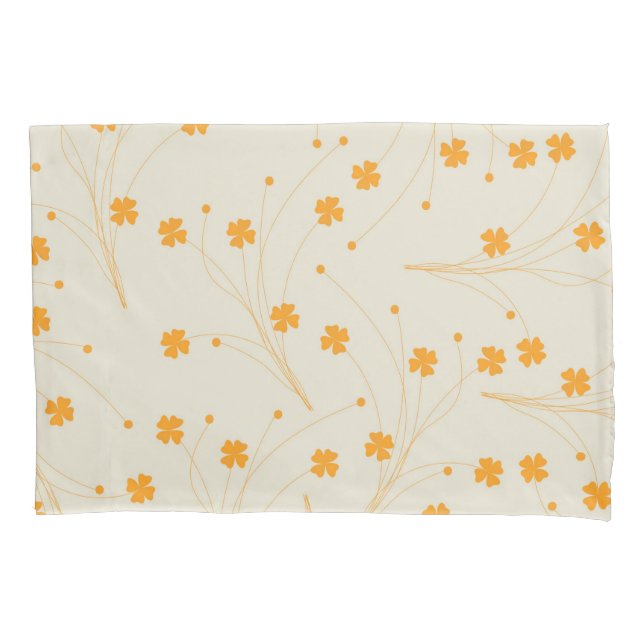 Orange Beige Retro Y2K 70s Flower Pattern Pillow Case (Front)