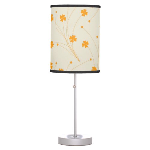 Orange Beige Retro Y2K 70s Flower Pattern Table Lamp