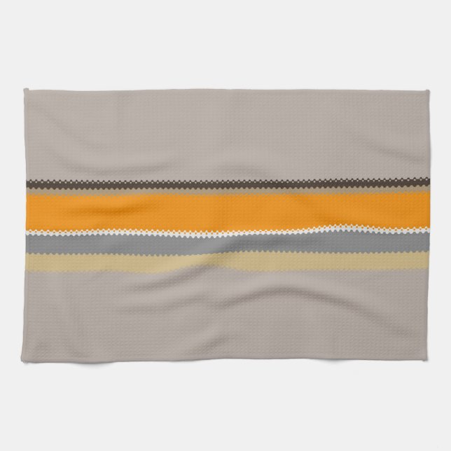 Orange Beige Stripes Kitchen Towel (Horizontal)