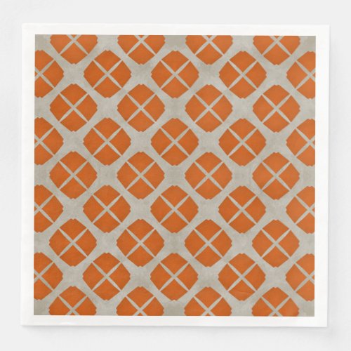 Orange Beige Taupe Mid Century Modern Pattern Paper Dinner Napkins