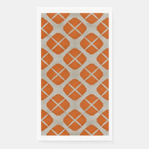 Orange Beige Taupe Mid Century Modern Pattern Paper Guest Towels