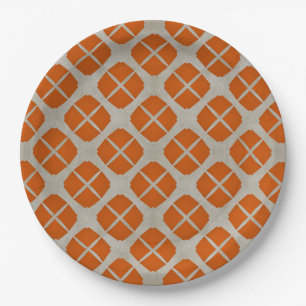 Orange, Beige, Taupe Mid Century Modern Pattern Paper Plates