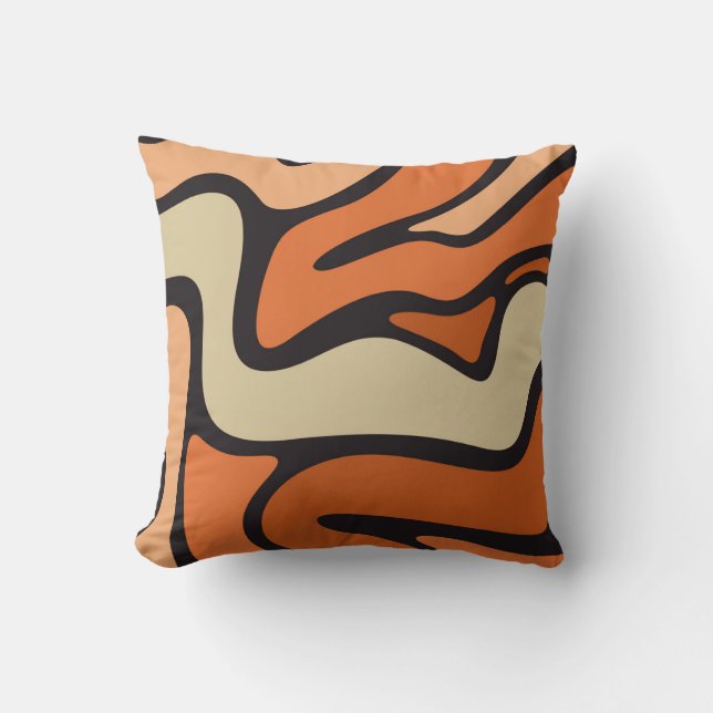 Orange Beige Throw Pillow (Front)