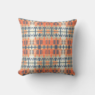 Orange Beige White Slate Mediterranean Large Tiles Throw Pillow