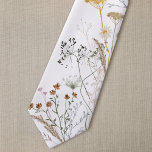 orange beige wildflowers neck tie<br><div class="desc">watercolor greenery foliage ties</div>