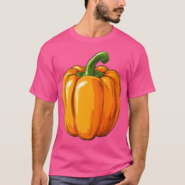 Orange Bell Pepper Retro Vintage T-Shirt (Front)
