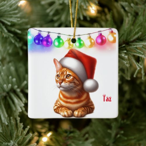 Orange Bengal Cat Christmas Ornament