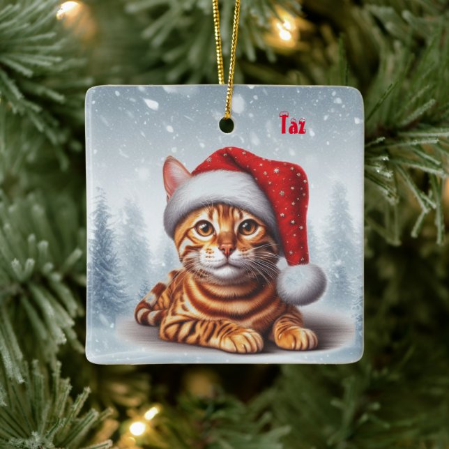 Orange Bengal Cat Christmas Ornament (Tree)