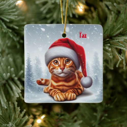 Orange Bengal Cat Christmas Ornament