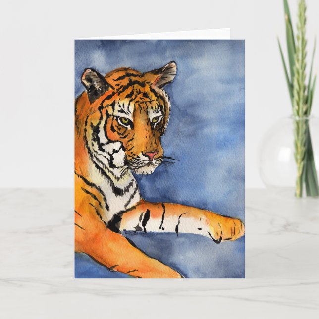 Orange Bengal Tiger Greeting Card (Vertical) (Front)