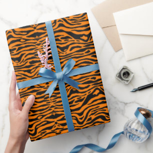 Orange Bengal Tiger Stripes wrapping paper