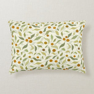 Orange Berries and Leaves on creme - pattern.     Accent Pillow