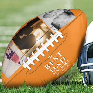 Orange Best Dad Ever Father`s Day 3 Photo Collage Football