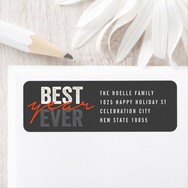Orange Best Year Ever Handwriting Script Address Label (Insitu)