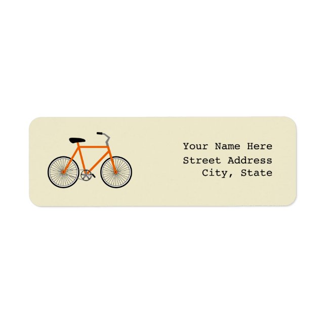 Orange Bicycle Address Label (Front)