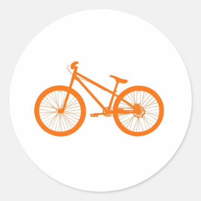 Orange bicycle classic round sticker (Front)