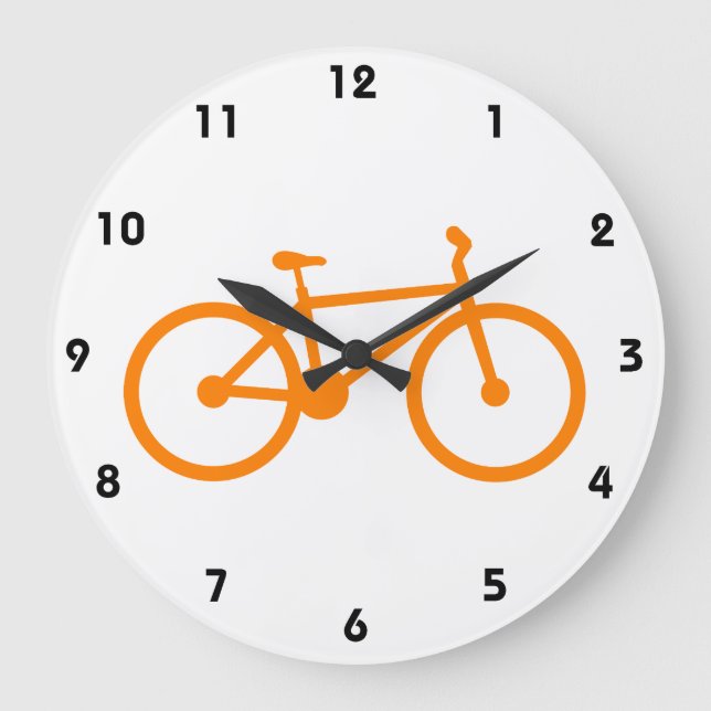 Orange Bicycle Large Clock (Front)