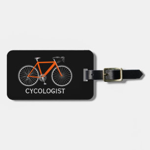 Orange Bicycle On Black Luggage Tag