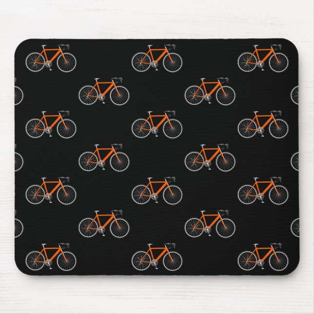 orange bicycle on black mouse pad (Front)