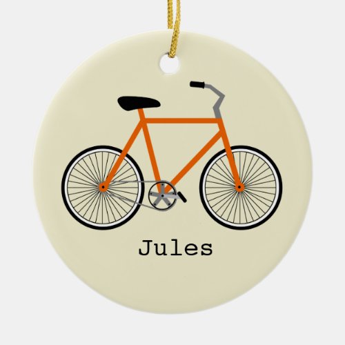 Orange Bicycle Personalized Ornament