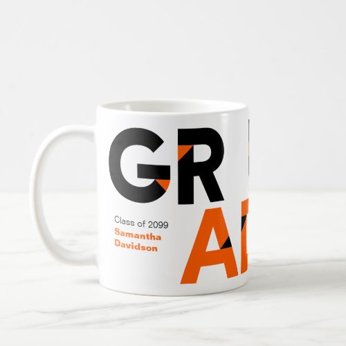 Orange Big Bold Angle_Cut Letters Graduation Coffee Mug