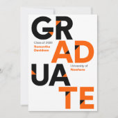 Orange Big Bold Angle-Cut Letters Graduation Invitation (Front)