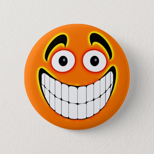 Orange Big Grin Face Button