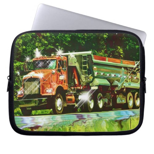 Orange Big Rig Truck Drivers Art Laptop Sleeve