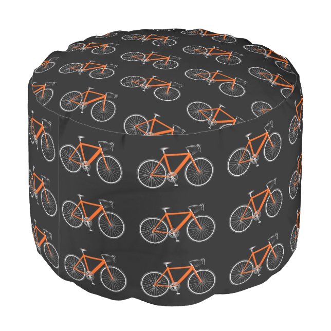 Orange Bike On Black Pouf (Angled Back)