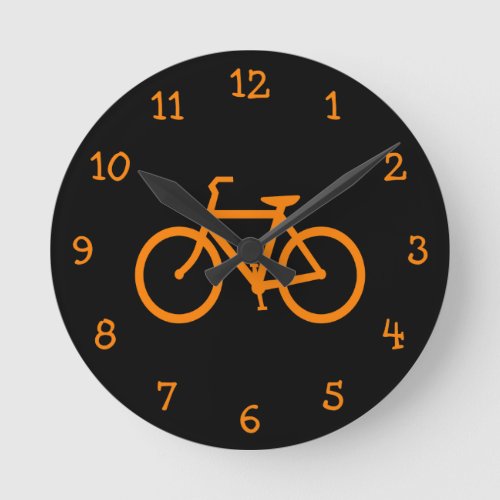 Orange Bike Round Clock