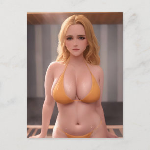 Orange Bikini AI Fantasy Woman Postcard
