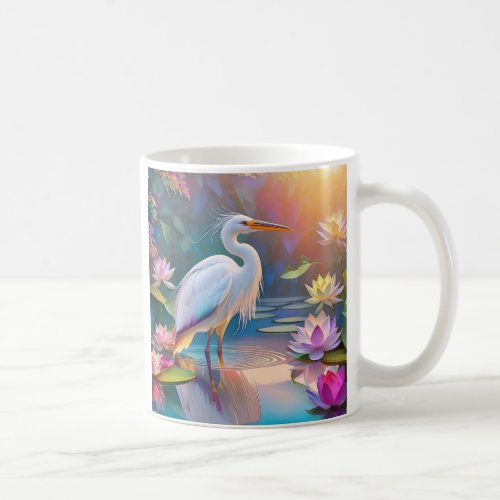 Orange Billed White Heron Fantasy Bird  Coffee Mug